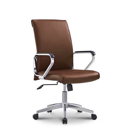 Chaise de bureau ergonomique pivotante élégante en acier similicuir Cursus Coffee