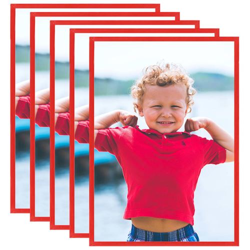 vidaXL Collage de cadres photo 5 pcs au mur table Rouge 18x24 cm MDF