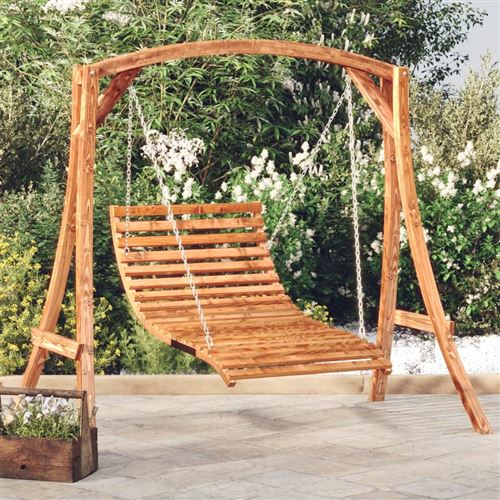 vidaXL Bett-Schaukel Bugholz Massiv mit Teak-Finish 115x147x46 cm