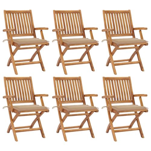 Non Communiqué Bois De Teck Vidaxl Chaises Pliables De Jardin Avec Coussins 6 Pcs