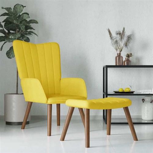 Vidaxl Relaxstoel Met Voetenbank Velours Mosterdjaune - Image 3