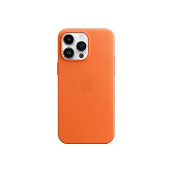 Apple - Coque de protection pour téléphone portable - avec MagSafe - cuir - orange - pour iPhone 14 Pro Max