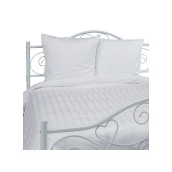 Parure de lit en percale CHAUMONT - couette 220x240cm + 2 taies 63x63cm - Blanc