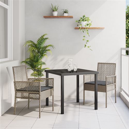 Vidaxl Gris Chaises De Jardin Avec Coussins - Poly Rattan - Image 3