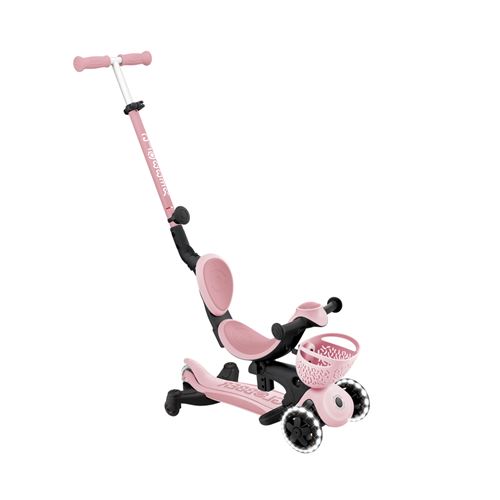 Trottinette évolutive 3-en-1 Globber GO-UP BABY LIGHTS 360 - Rose pastel - 15 mois à 6 ans - Roues LED
