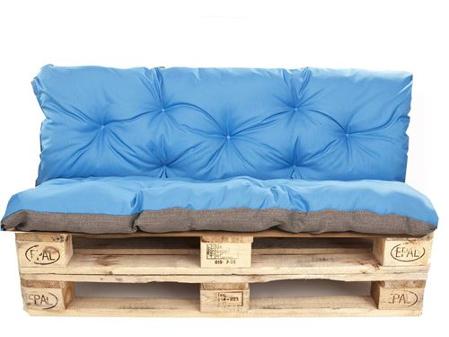 Setgarden, Set coussins pour palette canapé,Coussins de bank, assise 120 x 80 x 16cm + dossier 120 x 40 x 14cm, Couleur Bleu