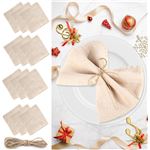 Set 12 Serviettes Coton Beige avec Ficelle 42x42 cm