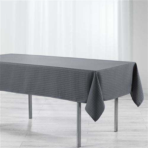 Nappe rectangle 140 x 300 cm jacquard damasse maillon Anthracite