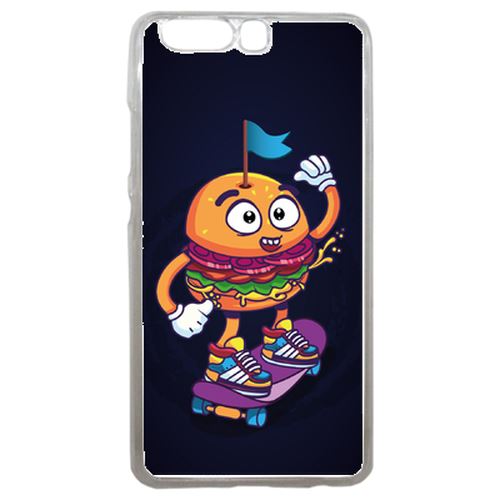 Coque Burger Fond Noir Compatible P10 Transparent