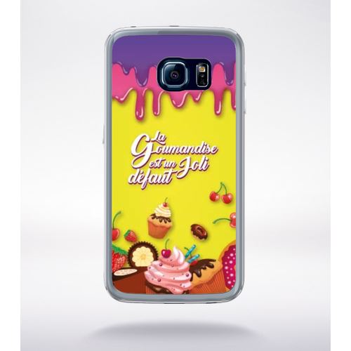 Coque La Gourmandise Est Un Joli Defaut Fond Jaune 01 Compatible Samsung Galaxy S6 Edge Transparent