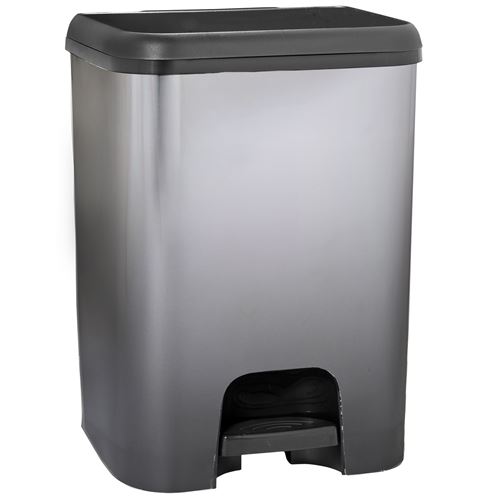 Poubelle de cuisine à pédale SEATTLE métallisé noir en plastique 30L