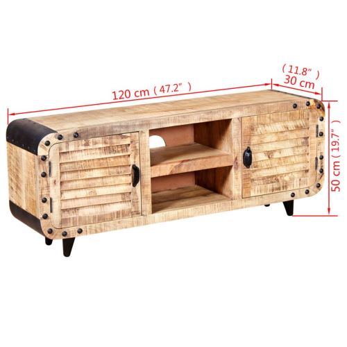 KKmoon Meuble TV/Armoire Latérale/Table Basse/Buffet en Bois de Manguier Massif Style Naturel 120 x 30 x 50 cm