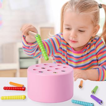 Jouet Pop-up En Bois Pour Enfants - Jeu éducatif Pour Développer La Coordination Main-œil Et L'apprentissage Des Couleurs - 9