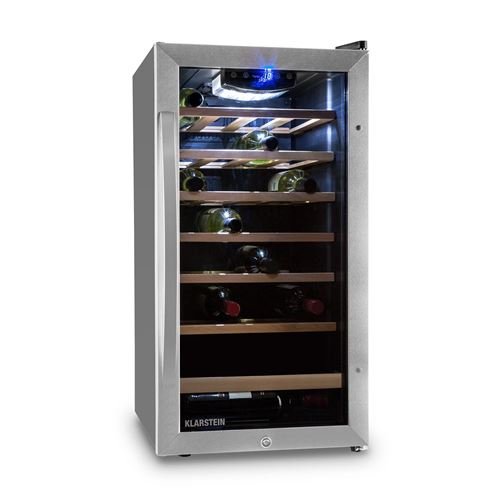 Klarstein Vivo Vino 26 Cave à vin réfrigérée 26 bouteilles 88 litres acier LED noir - Classe G