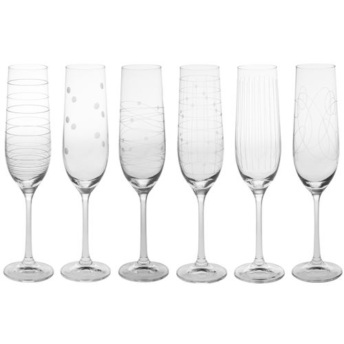 Flûte à champagne cristallin transparent motifs gravés 19cl - Coffret de 6 GRAPHIK