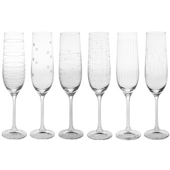 Coffret de 6 flûtes à champagne Graphik 19 cl - Table Passion - Transparent / Cristal - Verre Cristallin - 1
