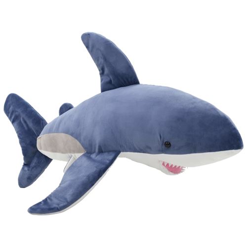 vidaXL Knuffel witte haai pluche blauw en wit