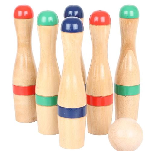 Jeu De Quilles En Bois + 3 Boules