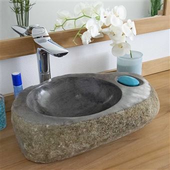 Vasque A Poser En Pierre De Riviere Playa 40 Installations Salles De Bain Achat Prix Fnac