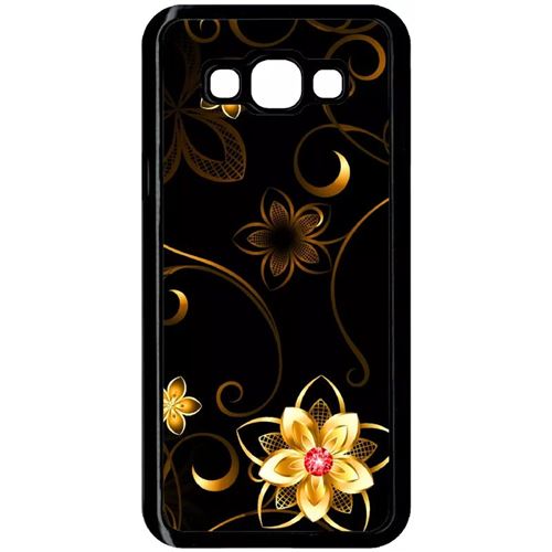 Coque Samsung Galaxy A8 Fleur D Or Fond Noir