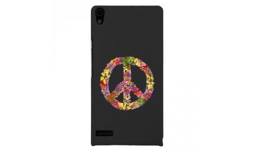 Coque rigide pour Huawei Ascend P6 avec impression Motifs Peace and Love fleuri