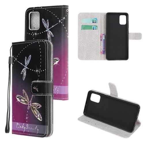 Etui en PU motifs croix texture avec sangle libellule pour votre Samsung Galaxy A41 (Global Version)