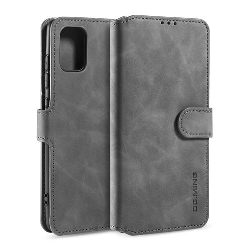 Etui en PU rétro avec support gris pour votre Samsung Galaxy A71 5G SM-A716