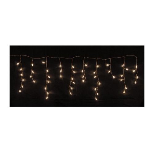 glaçon étoiles de noël 50 leds - 150 x 50 cm - blanc chaud - fil transparent