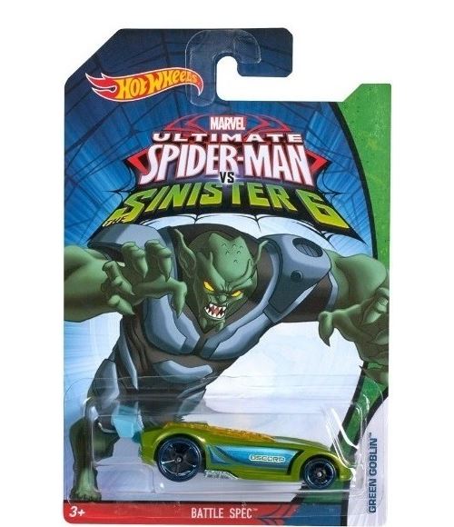 Vehicule battle spec green goblin hot wheels - spider-man ultimate - voiture minature 1:64 - enfant