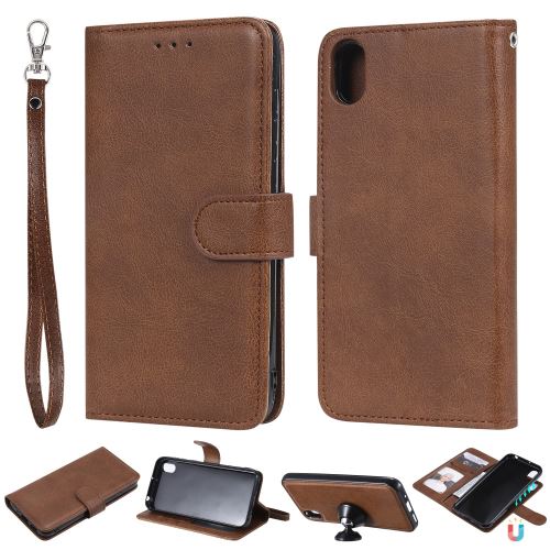 Etui en PU détachable magnétique 2 en 1 avec support marron pour votre Huawei Honor 8S/Y5 (2019)