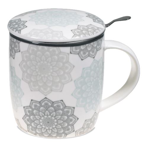 Tisanière tasse à thé avec infuseur et couvercle en faïence blanche 32 cl -  Secret de gourmet