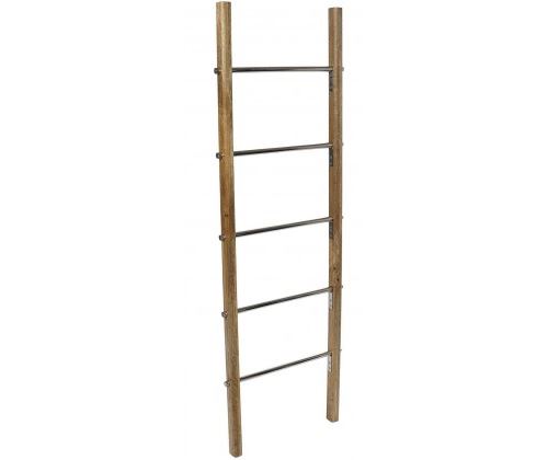 Échelle Décorative Bois de Mangue et Aluminium Chromé
