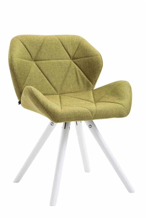 Chaise de salle à manger design Tyler en tissu - Piètement ronds en bois de hêtre Blanc - Siège Vert