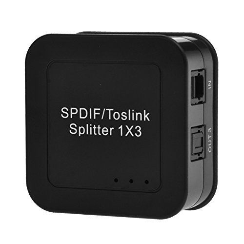Foxnovo Portable 1 à 3 Sortie SPDIF Numérique Optique TOSLINK Audio Splitter Switch 1 x 3 avec adaptateur d'alimentation (noir)