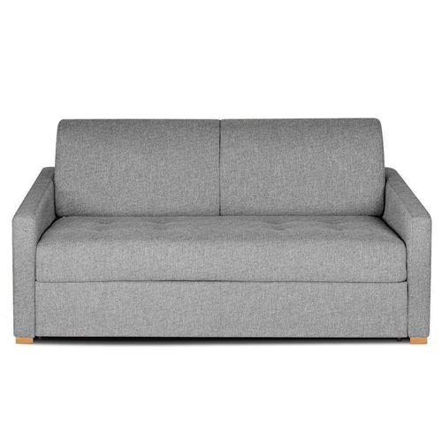 Canapé convertible rapido BIRDY 140cm matelas 16cm mono assise capitonnée tweed gris silex