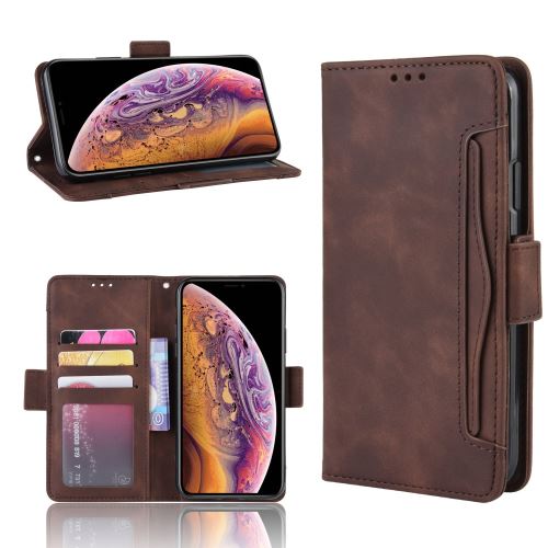 Etui en PU avec plusieurs porte-cartes et poche marron pour votre Apple iPhone XR (2019) 6.1 pouces