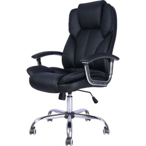 CHIEF Fauteuil de bureau - Simili noir - Contemporain - L 71 x P 65 cm