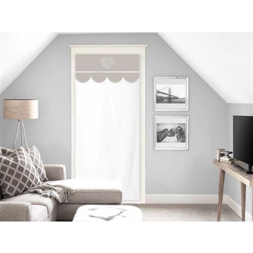 Voilage porte-fenêtre brodé en coton 70x200 cm SECRET, par Soleil d'ocre
