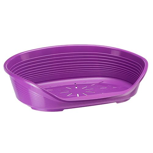 Ferplast corbeille en plastique pour chiens et chats SIESTA DELUXE 10, panier pour animaux, fond perforé, anti-dérapant, appui-tête confortable, 93,5 x 68 x h 28,5 cm Violet