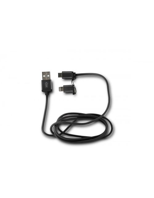 Cable Usb 2en1 Micro Usb + Lightning Metal Noir Mfi Ksix