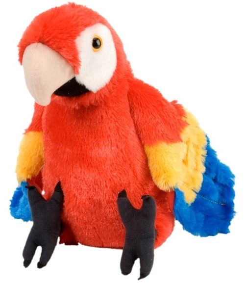 Peluche perroquet ara rouge 30cm wild republic - animaux - oiseau