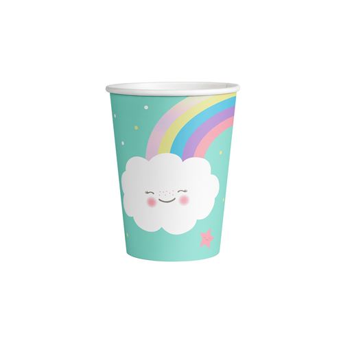 Amscan tasses arc-en-ciel & nuage 250 ml papier vert 8 pièces