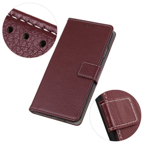 Etui en PU support de litchi marron pour votre Cubot X19