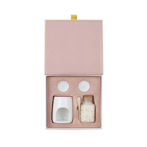 The Home Deco Factory - Coffret brûle parfum avec cire parfumée senteur fleur de ceriser
