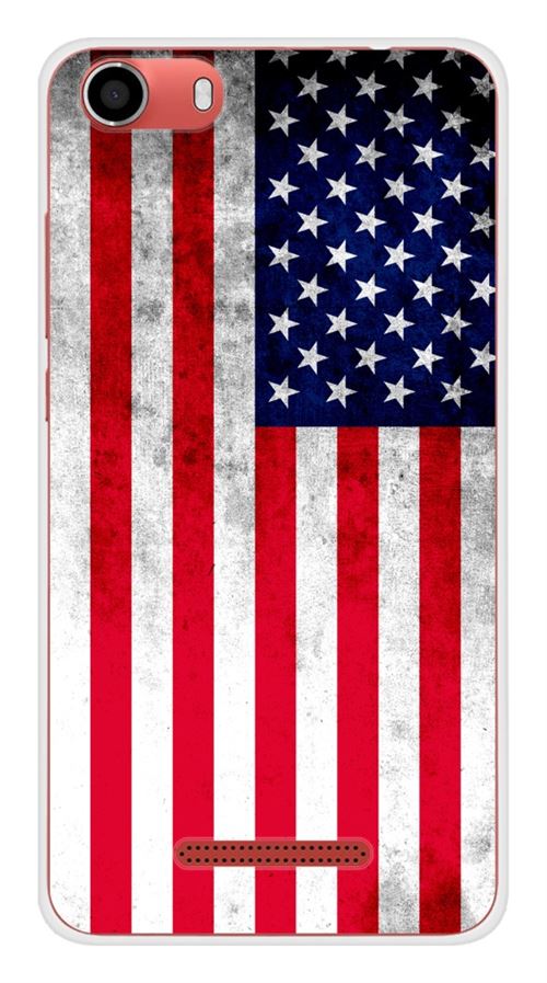 Coque en silicone imprimée compatible Wiko Lenny 2 Drapeau USA