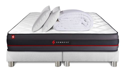 Pack matelas REGEN 200x200 + double sommiers blanc 100x200 + Couette + 2 oreillers