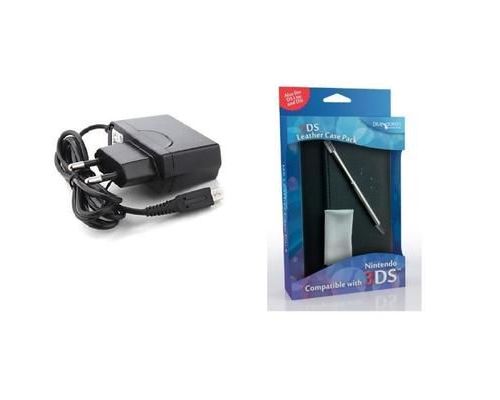 Chargeur secteur + Sacoche cuir + stylet 3DS