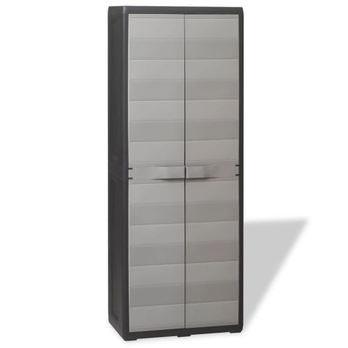 Meelady Armoire de Rangement | Meuble de Rangement | Armoire basse avec 3 étagère pour Jardin ou Salon Noir et Gris
