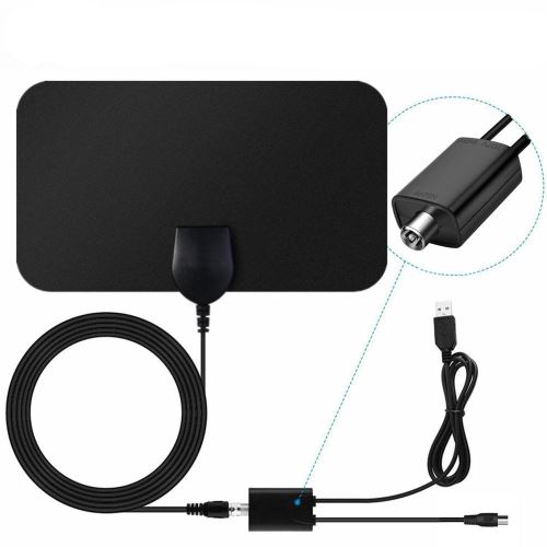 Antenne TV avec Amplificateur de Signal Booster et 5M Câble Coaxial Antenne TV Intérieur Puissante MOPOIN Antenne TNT DVB-T//DTMB Soutenir TV HD 4K 1080P VHF UHF FM