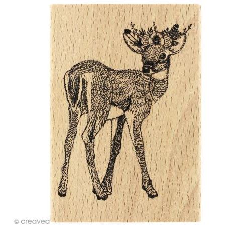Tampon bois Gypsy forest - Faon couronné - 70 x 100 mm